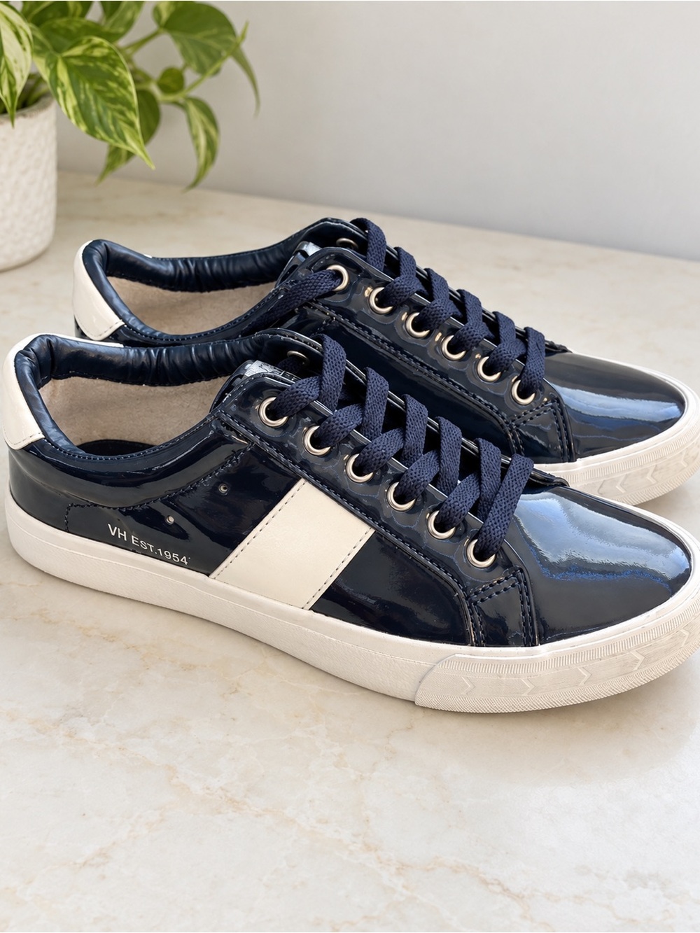 Propper Navy Patent Low-Top Sneakers with White Accent